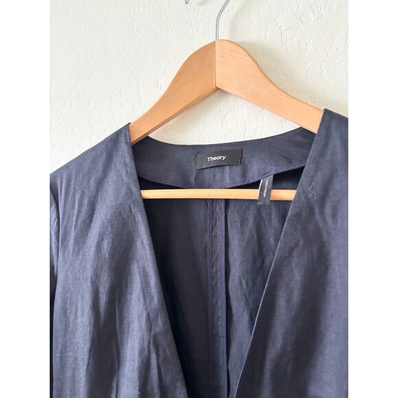 Theory Women's Benefield Open Navy Linen Blazer Size 4 - Picture 3 of 11